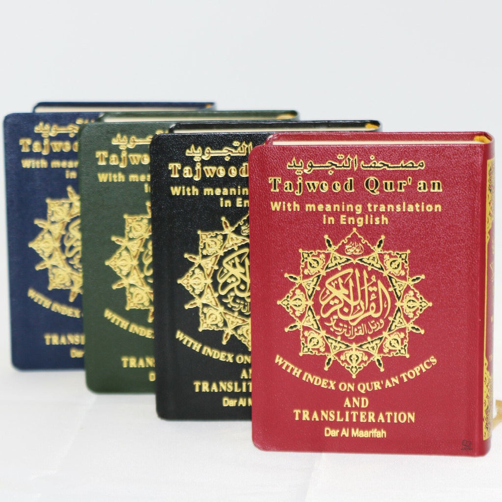 Tajweed Quran with English Translation and Transliteration Pocket Size random colour (8x12)